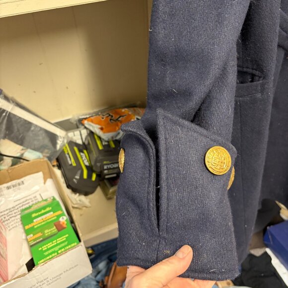 XL Navy Blue Pirate Sailor Wool P Coat - Picture 5 of 6